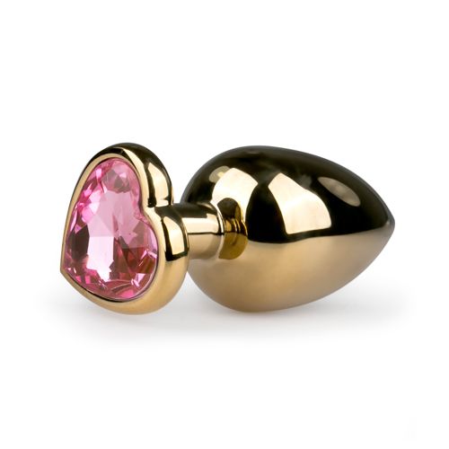 Image of Easytoys Anal Collection Metalen buttplug met roze hartje goudkleurig
